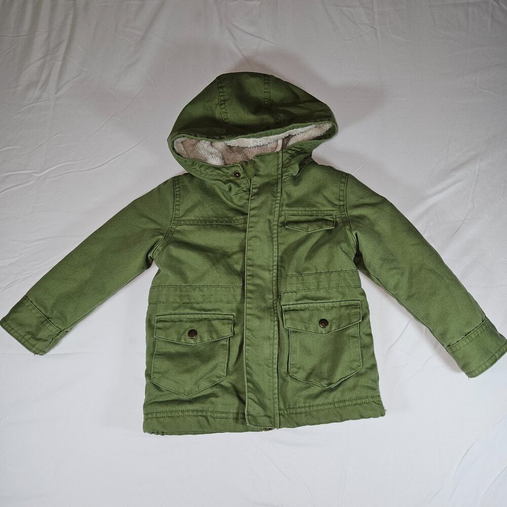 Cat & Jack Sherpa-Lined Olive Green Utility Jacket 3T